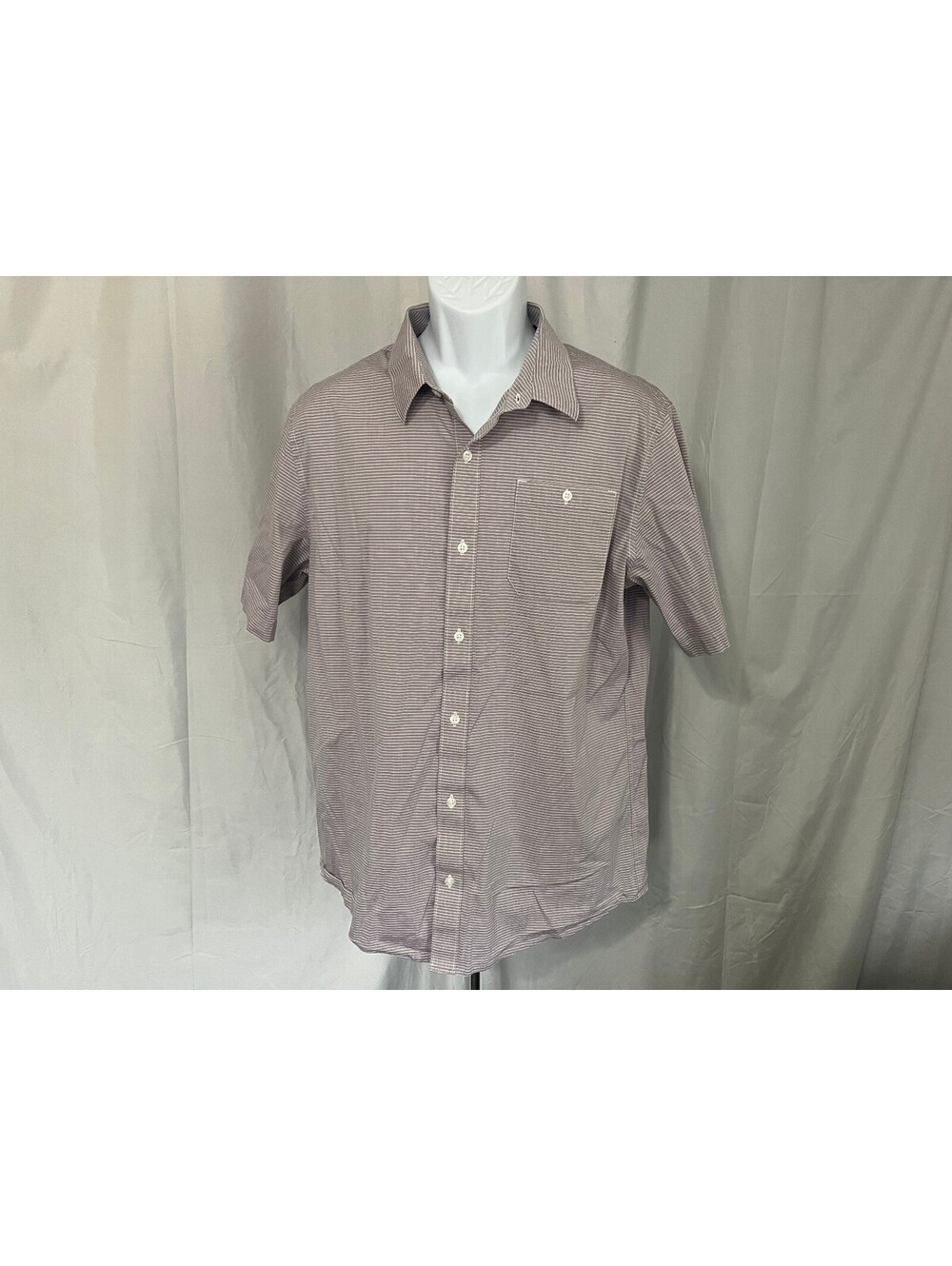 Travis Mathew Men's Mauve White Striped Short Sleeve Shirt Large L Golf